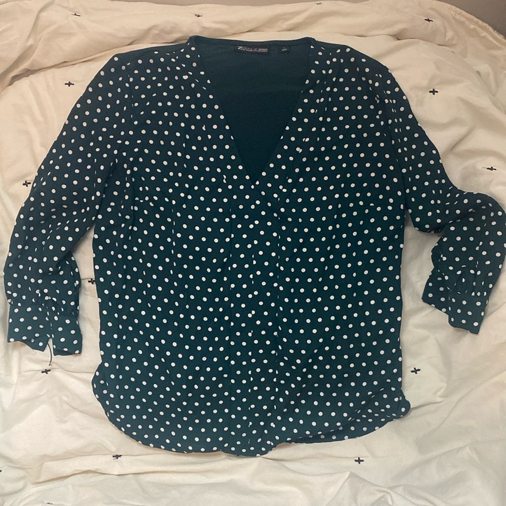 3/4 Sleeve Polka Dot Blouse